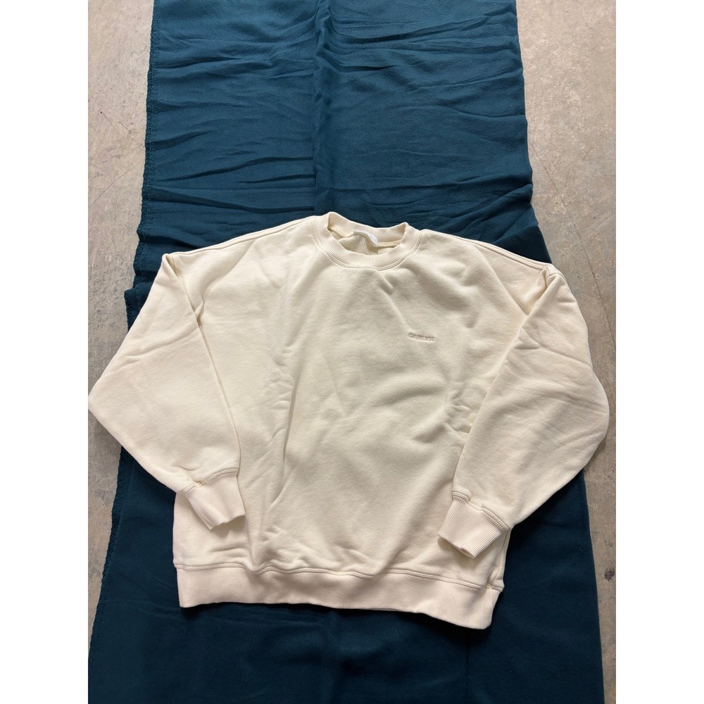 Garmentory‎ Cream Oversized Crewneck Sweatshirt Cotton Modal XS Made in USA